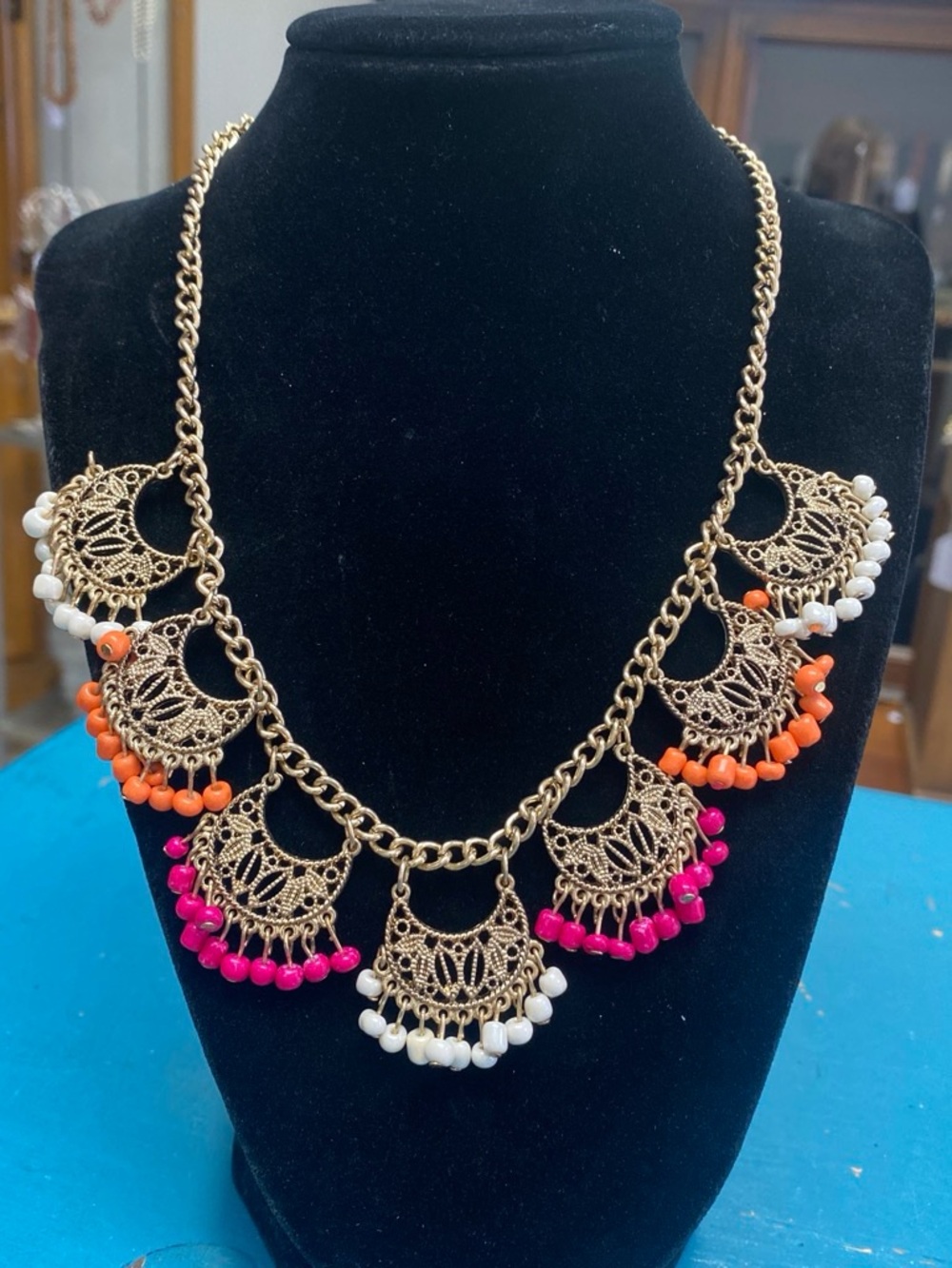 Charming CharlieGold Filigree Multi-Bead Statement Necklace